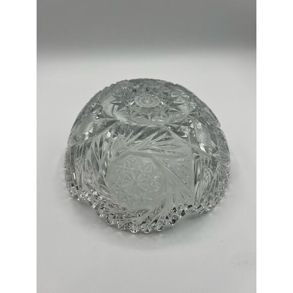 Vintage Cut Glass Crystal Hobstar PinWheel‎ Fan Sawtooth Star Of David Bowl - Picture 2 of 5